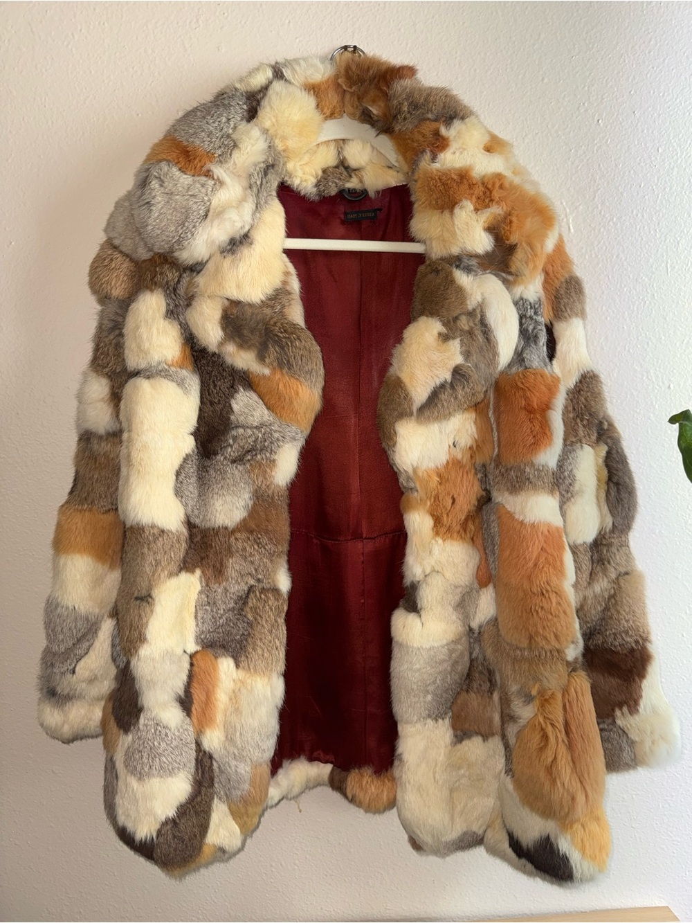 Patchwork Multi-Color Vintage Genuine Rabbit Fur Coat - Made in Korea